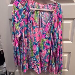 Lilly Pulitzer Pink and Green Floral Top